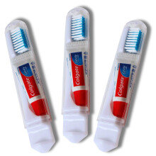 Colgate Travel Toothbrush Set of 3 by VistaHome - Foldable Toothbrush - Portable Toothbrush Set with Toothpaste - Orthodontic Toothbrush Set - Compac