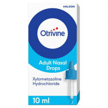 Otrivine Adult Nasal Drops, Decongestant For Blocked Nose Relief, 10 ml