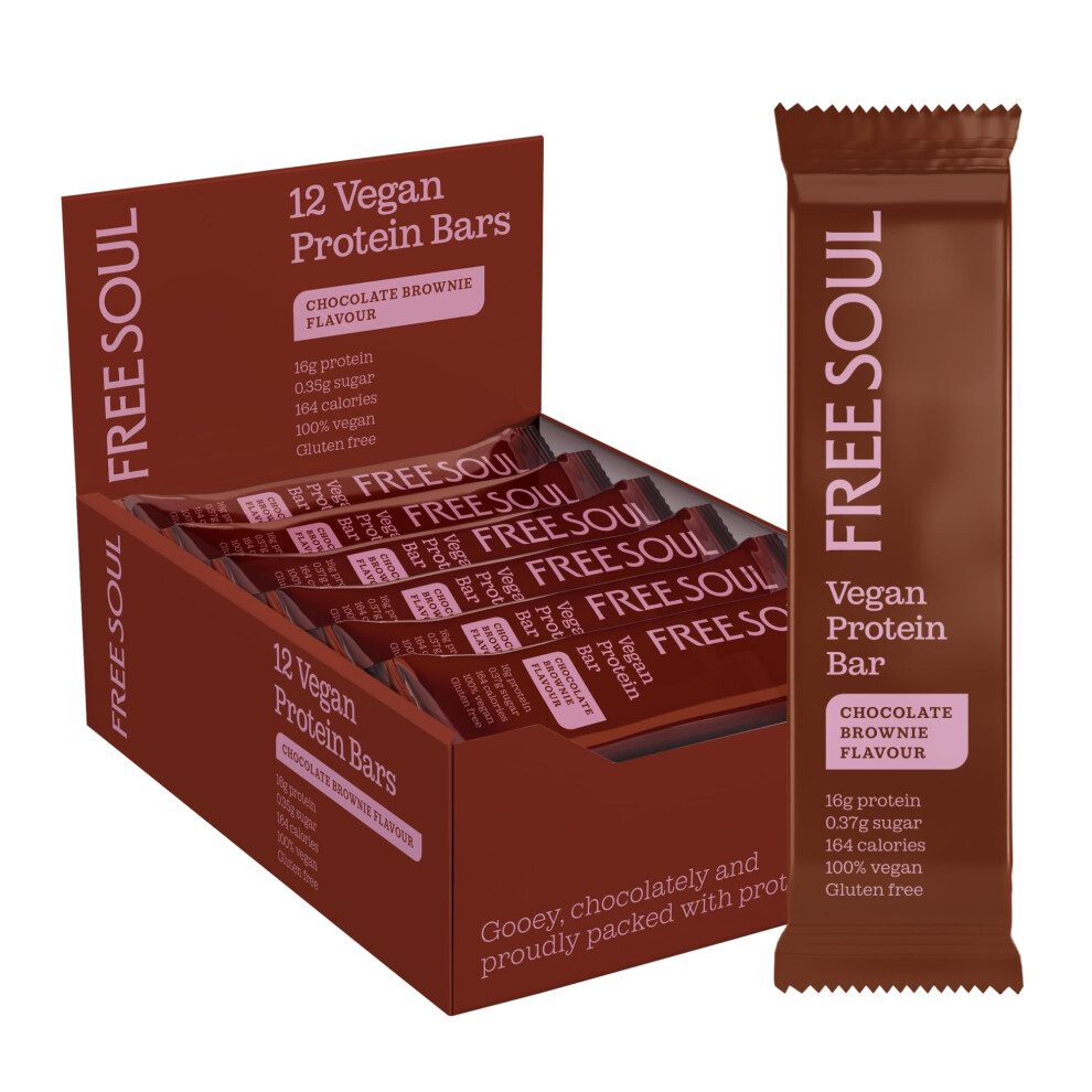 Free Soul Vegan Protein Bars 12 X 50G | Plant Based Chocolate Protein Bars | Delicious Dairy Free, Low Sugar, Low Carb Bars | Sucralose Free, Gluten Free | 15G