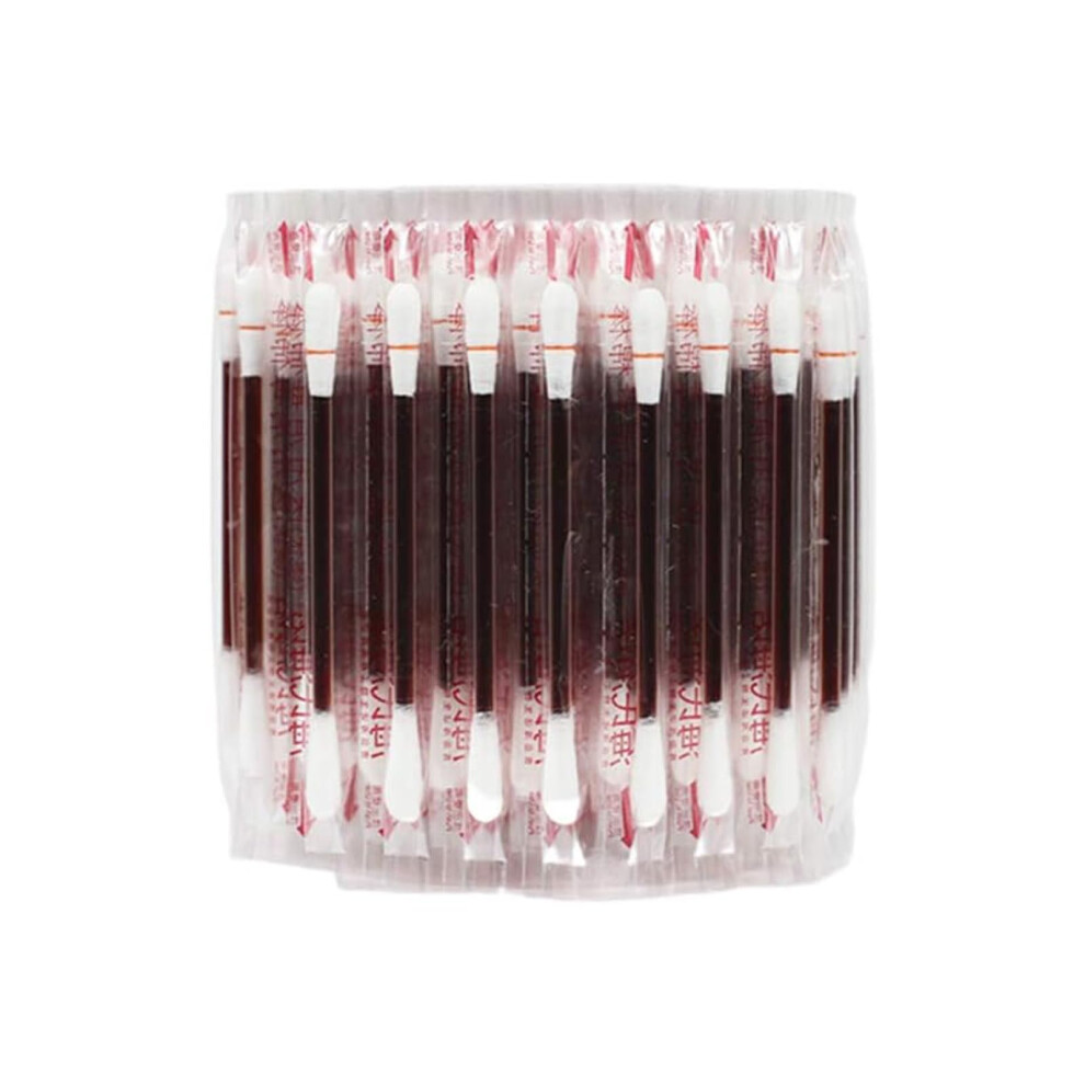 Healifty 100 Pieces Disposable Iodine Cotton Swabs, Iodine For Wounds Cotton Swabs, Portable Individually Wrapped Medical Cotton Buds For Nasal Ears