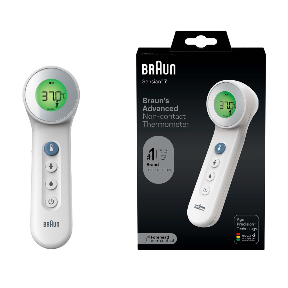 Braun Sensian 7 Forehead Non-Contact Thermometer - Age Precision Technology - 3-In-1 Colour-Coded Digital Display - Baby And Child Friendly - Bnt400b