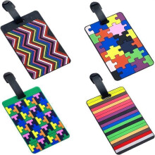 Set van 4 bagagelabels voor koffers en tassen met adres, telefoonnummers en reisgegevens om verlies van bagage en koffers te voorkomen.