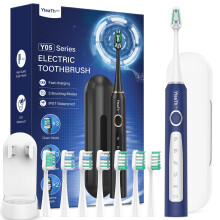 Sonic Electric Toothbrush for Adults - Sonic Toothbrushes with 8 Toothbrush Heads (3 Types), 90 Days Battery Life, 5 Brushing Modes, Travel Case, 2 M