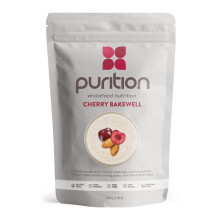 Purition Cherry Bakewell – High Protein Wholefood Shake | 500g Natural Meal Replacement with Whey Protein for Keto Diet, Weight Loss & Healthy Break