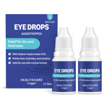 Healthcare by Amazon Eye Drops with Sodium Hyaluronate 0.2%, 15 ml, Pack of 2 (Previously a Amazon Basic Care brand, same product)