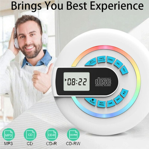 Portable CD Player with Speaker  Walkman Player for Car with FM Transmitter,AUX LCD Display RGB Light