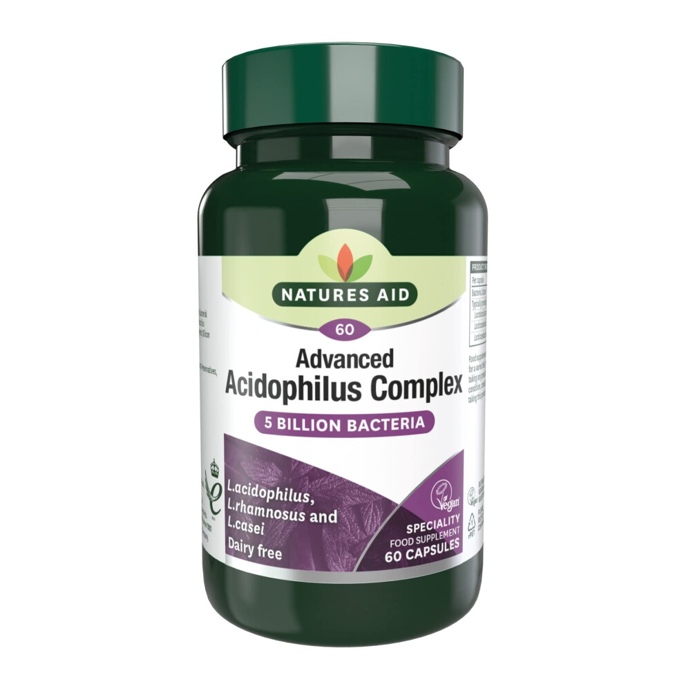 Natures Aid Acidophilus Complex 5 Billion Cfu – High Strength Probiotic Supplement 5 Billion Live Bacteria – Supports Digestive Health & Gut Flora