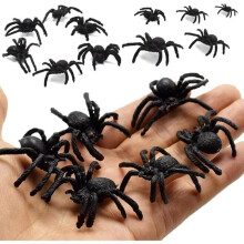 30 Halloween-spinnen, realistische nep-spinnen, Halloween-grappen, Halloween-feestdecoraties, zwart plastic, willekeurige levering