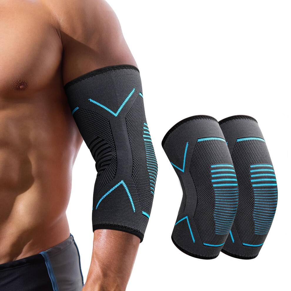Molsdon Elbow Support For Men Women, 2 Pack Elbow Brace Compression Sleeves Support For Tennis, Golfers, Tendonitis, Weightlifting, Gym, Arthritis, J