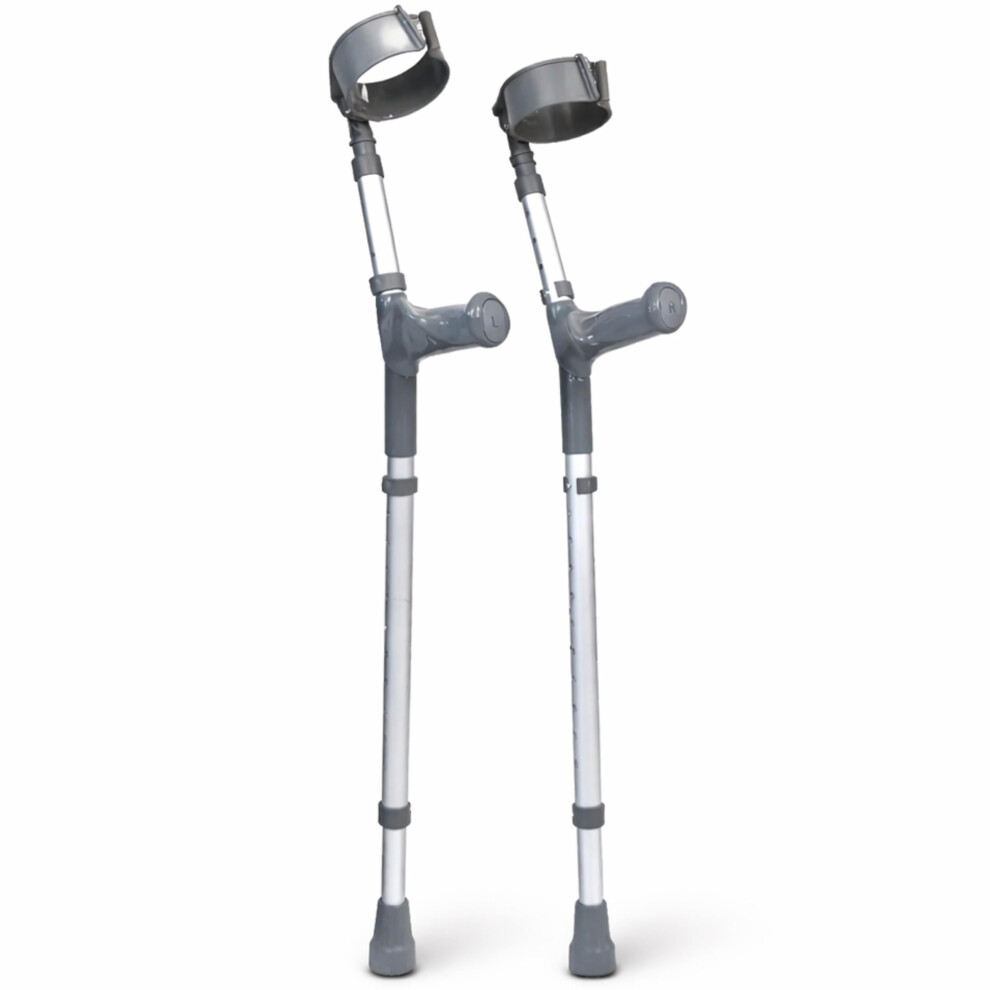 The Helping Hand Company Double Adjustable Crutches Â Comfortable Ergonomic Handle Â Lightweight Aluminum Â Fully Height & Arm Adjustable Â Me