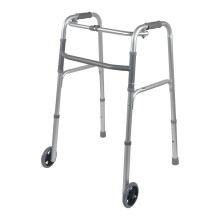 Eazy Folding Walking Frame with Wheels, Lightweight Adjustable Walker for Elderly and Disabled, Compact Folding Mobility Aid, 2-Wheel Zimmer Frame