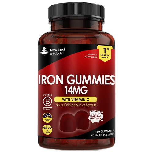 Iron Gummies with Vitamin C for Added Absorption - 60 Gummies for