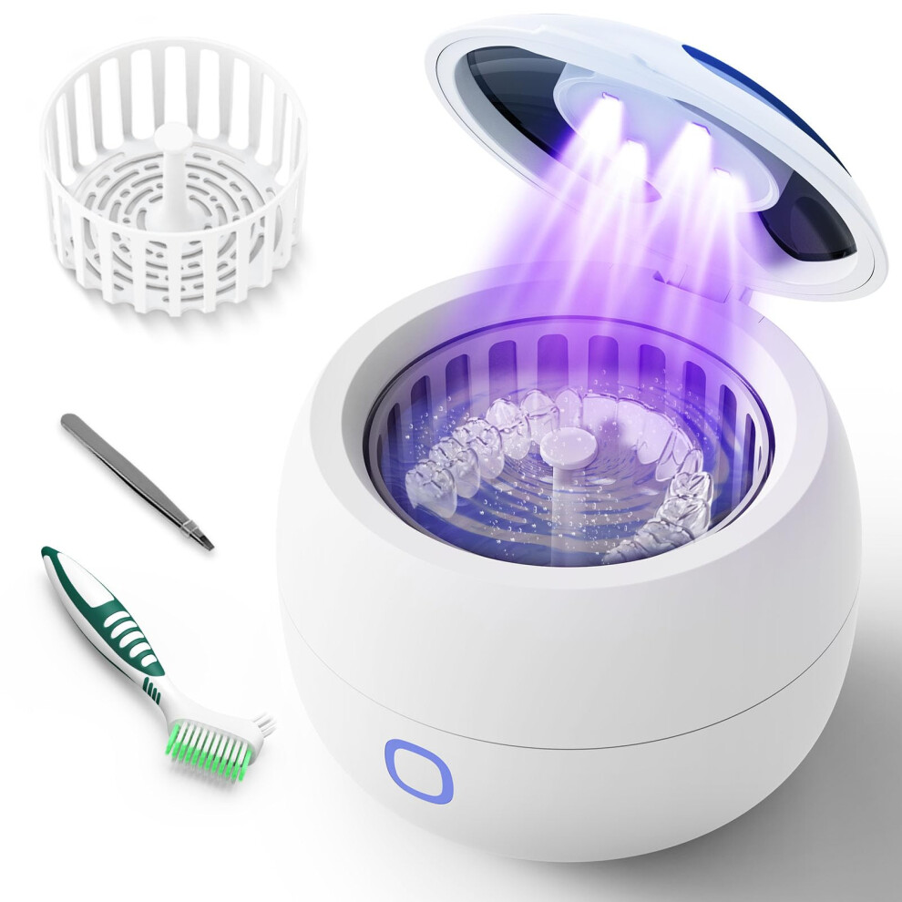 Zyrex Ultrasonic Retainer Cleaner, 45Khz Retainer Cleaner Machine, 24W Ultrasonic Cleaner With 4 Modes For Dentures, Night Guards, Mouth Guards, Toot