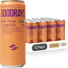 GOODRAYS CBD Drinks, Sparkling Low Calorie Soft Drink, Vegan, Blood Orange & Gra