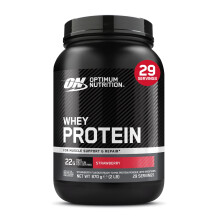 Optimum Nutrition Whey Protein Powder Strawberry Flavour, 22g Protein Per Serving - Easy‑to‑M Whey Concentrate for Muscle Growth and Maintenance,