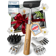 HELDSON Extendable Back Scratcher [5 Scratching Heads] - Bear Claw Scratchers with Wooden Handle - Telescopic Backscratchers for Adults - Scalp Tick