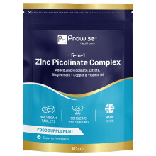 5-in-1 Zinc Picolinate Complex 50 mg | 365 Vegan High Strength Tablets Added with Copper and Vitamin B6 | 6 Months’ Supply Help with Immune System,