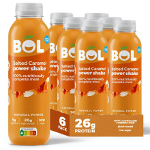BOL Salted Caramel Power Shake - Ready-to-Drink Nutritionally Complete Meal (300kcal) | 27g High Protein Shake - Low Sugar, Plant-based, High Fibre -