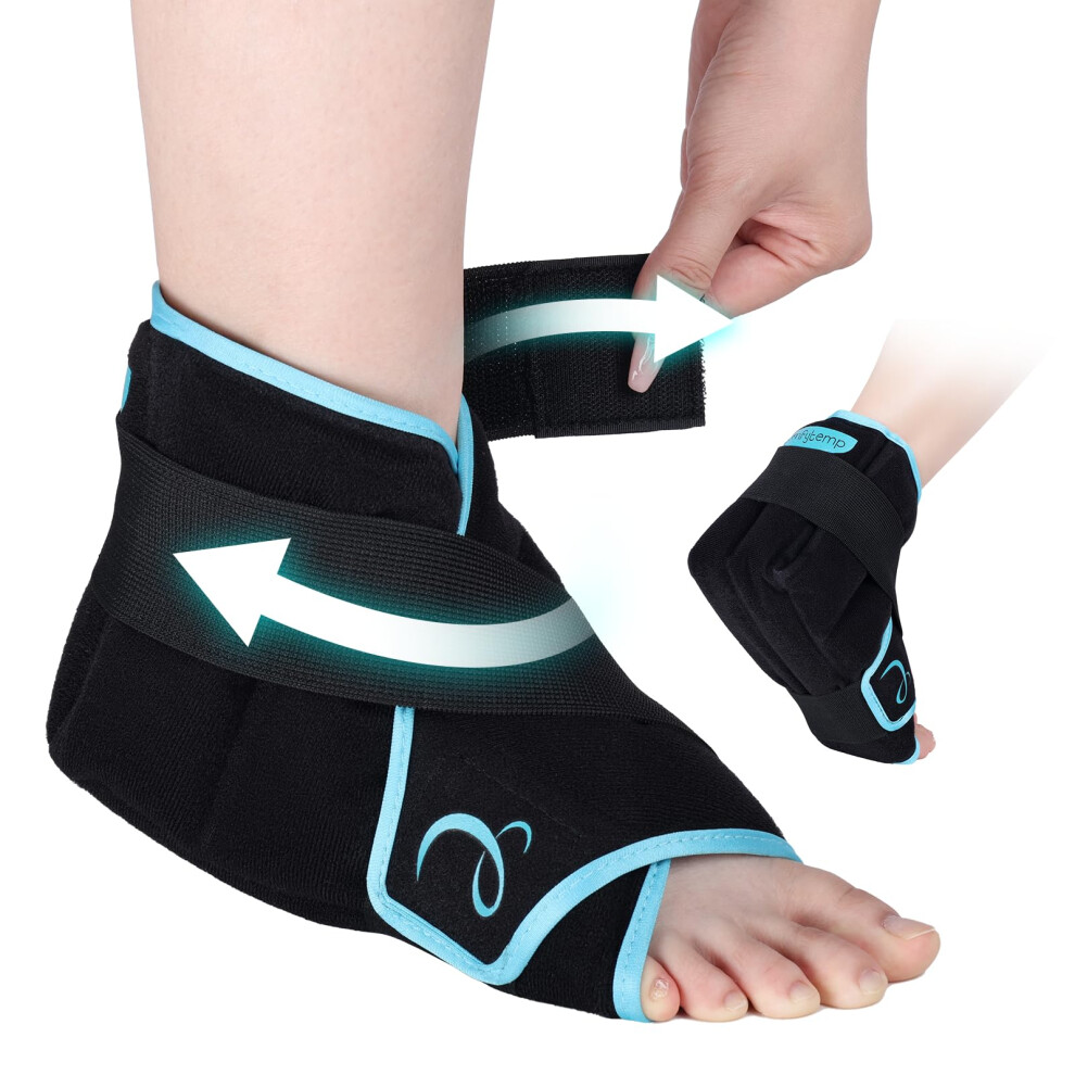 Comfytemp Ice Pack Wrap For Foot & Ankle, Reusable Hot Cold Compress For Sports Injuries, Adjustable Gel Pack For Ankle Soothing Discomfort, Sprains,