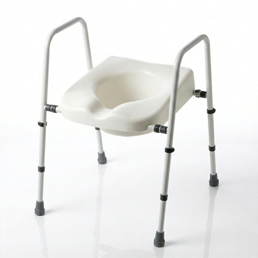 Verax Healthcare Fully Adjustable Toilet Frame With Seat Â Raised Toilet Seat Riser With Arms Â Freestanding Commode Toilet Chair For Elderly & Disabled Â Height