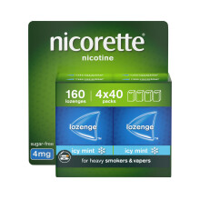 Nicorette ICY Mint 4mg Lozenge, 160 Pieces (4 x 40 Packs), Effective and Discree