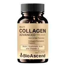 Multi Collagen Capsules – Types I, II, III, V & X – with Vitamin C, Biotin & Hyaluronic Acid – 120 Capsules – 2 Month Supply – Food Suppleme