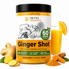 Ginger Shots-60 Servings-Ginger and Turmeric Shot Powder-Drink Supplement with Orange, Black Pepper and Cayenne-Natural Ingredients, No Added Sugar-M