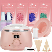 Waxing Kit -Digital Warmer Machine for Hair Removal with 4 Packs of Hard Beads & Silicone Wax Pot for Full Body, Legs, Face, Eyebrows, Bikini, Brazil