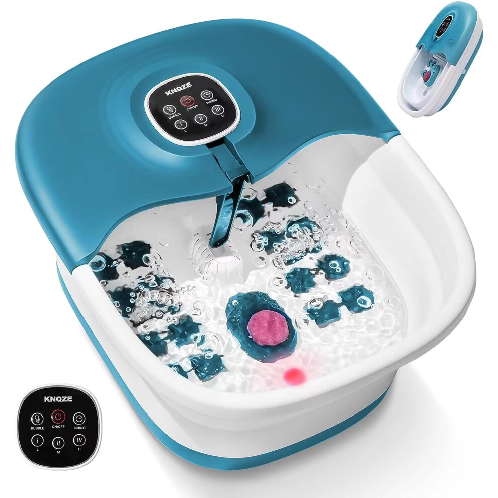 Knqze Foot Spa And Massager With Heater, Heated Foot Bath With Remote Control, Pumice Stone, Bubbles, 16 Massage Rollers, Red Light, Pedicure Footspa