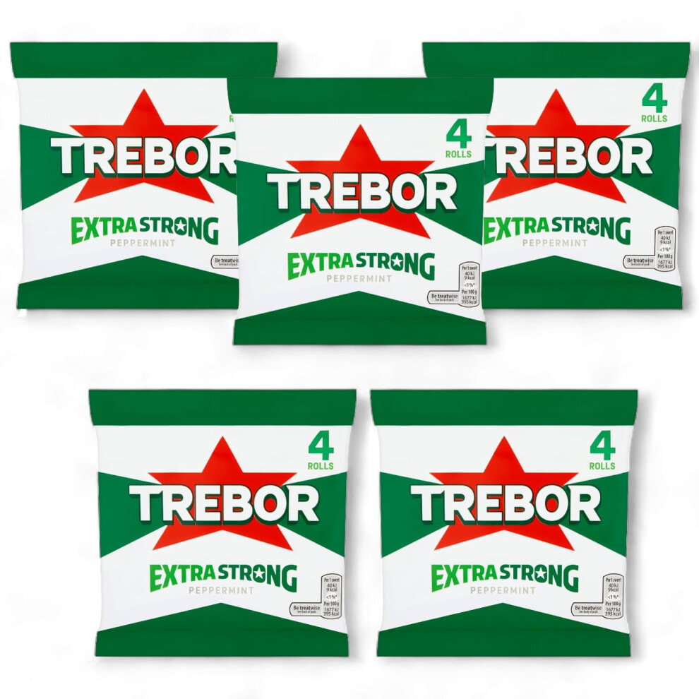 Krishna Stores Limited Trebor Extra Strong Mint Roll - Pack Of 20 (5 Pack X 4 Rolls)