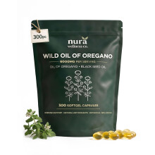 Wild Oregano Oil 6000mg with Black Seed Oil Capsules Herbies - 300 Vegan Softgels (150 Day Supply) - Potent Immune Support & Gut Health Supplement