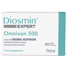 Dulac – Diosmin Omniven 500, Food Supplement for Leg Support Circulation, 80 Tablets, for Heavy and Tired Legs, Helps Improve Blood Flow, with Diosm