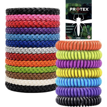 PR0TEX 20 Pack, Insect Repellent Bracelet, 13 Adjustable Woven Leather Bracelets, 7 Waterproof EVA Bands, DeetFree, Powerful Effective Protection, Mo