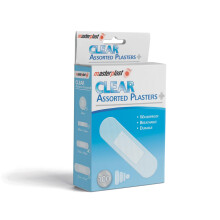 Masterplast Clear Assorted Plasters 100 Pack | Waterproof Plasters | Breathable Durable Transparent | 4 Sizes 22mm, 40mm x 10mm, 72mm x 19mm, 72mm x