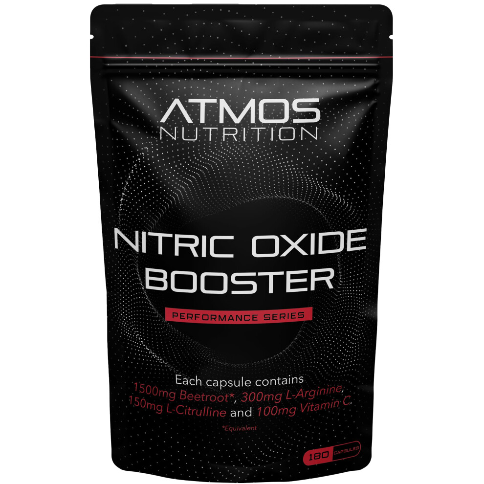 Atmos Nutrition 6,150Mg Nitric Oxide Booster - 180 High Strength Tablets With L-Arginine, L-Citrulline, Beetroot, And Vitamin C - Blood Flow, Energy, Performance Sup