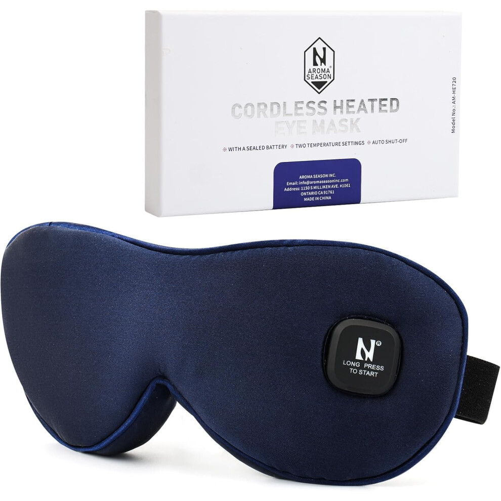 Aroma Season Heated Eye Mask, Moist Heat Eye Compress With Cordless Design, For Blepharitis And Dry Eyes Treatment (Navyblue)