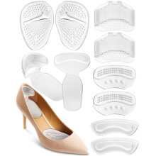 Snqqmtt 10PCS High Heel Comfort Pad Inserts, Silicone Shoe Cushion Insoles Heel Grips Liner Metatarsal Pads for Women Shoes Too Big, Prevent Rubbing
