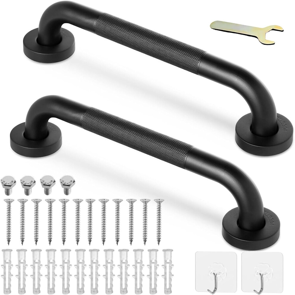 Chamsureuk 2 Pack 300Mm 12Inch Grab Bar Rail, Non-Slip Bathroom Chrome Grab Rail, 304 Stainless Steel Disability Auxiliary Handle, Safety Handle For Kitchen Bed