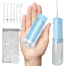 Bezvoi Water Flosser Cordless Travel, Mini Oral Irrigator with Telescopic Water Tank, 5 Modes, 6 Jet Tips, IPX7 Waterproof Electric Portable Water Te