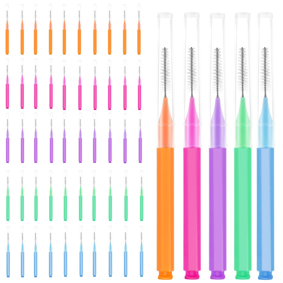 Divina Vitae 50Pcs Braces Brush & Floss Picks Kit - Interdental Cleaning Tool For Teeth With Braces