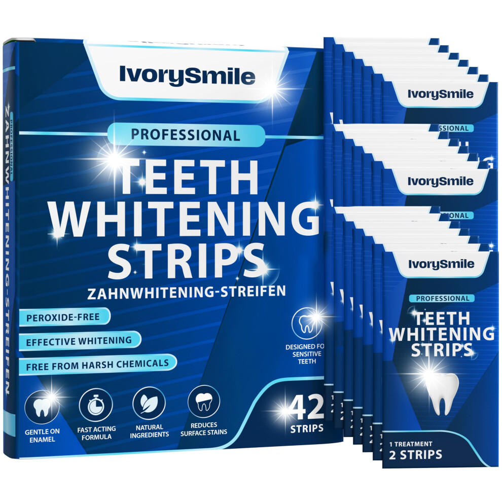 Ivorysmile Professional Teeth Whitening Strips 20 Treatments | Safe For Enamel | Non Sensitive Teeth Whitening | Bright Smile Without Any Harm | Pack