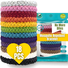 Mosquito Repellent Bracelet 18 Pack, Adjustable Leather Band, Deet Free, Travel Essentials, Insect Repellent Bracelet, 550 Hours Mosquito Repellent P