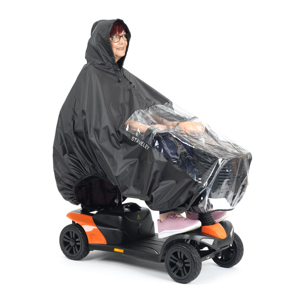 Staveley Mobility Scooter Cape | Unisex Waterproof Rain Poncho Cover For Electric Scooters And Wheelchair Users Â Lightweight, Compact (Standard)