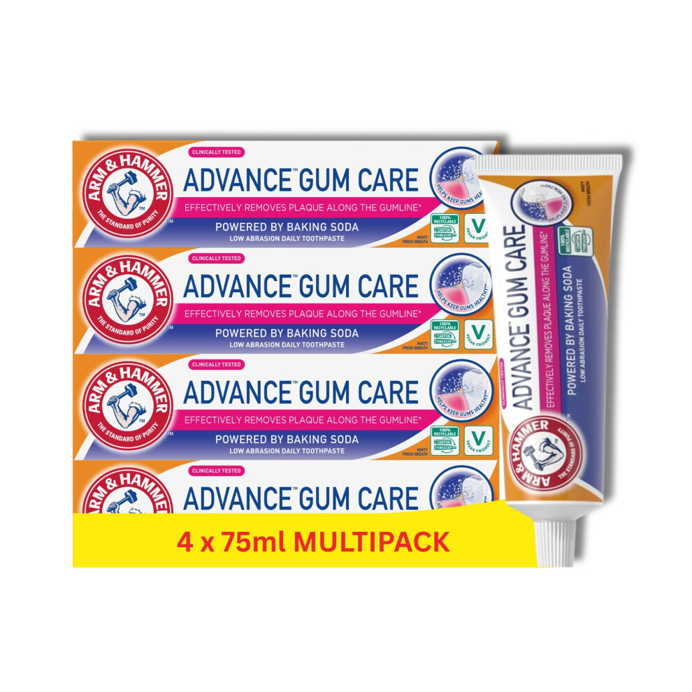 Arm & Hammer Advance Gum Care Toothpaste, Baking Soda Toothpaste For Gum Health, 75 Ml Tube, Pack Of 4