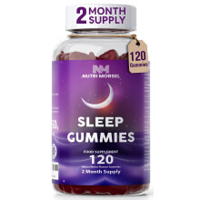 Bonus Size 120 Sleep Gummies for Adults, Sugar Free Magnesium Sleep Gummies Chewable Raspberry Flavored Natural Non-GMO Vegan Valerian Root Passion F