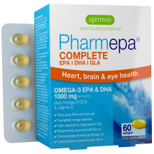 Igennus Pharmepa Complete EPA DHA rTG Omega 3 Fatty Acids 1000mg, IFOS Certified, Fish Oil Plus Omega 6 GLA Evening Primrose Oil, High Potency, Lemon