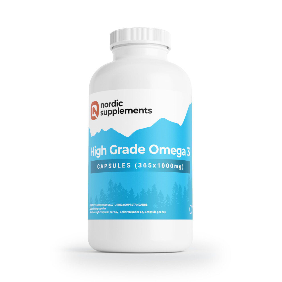 Nordic Supplements High Strength Pharmaceutical Grade Omega 3 Fish Oil Capsules, 1000 Mg, Pot Of 365 Capsules