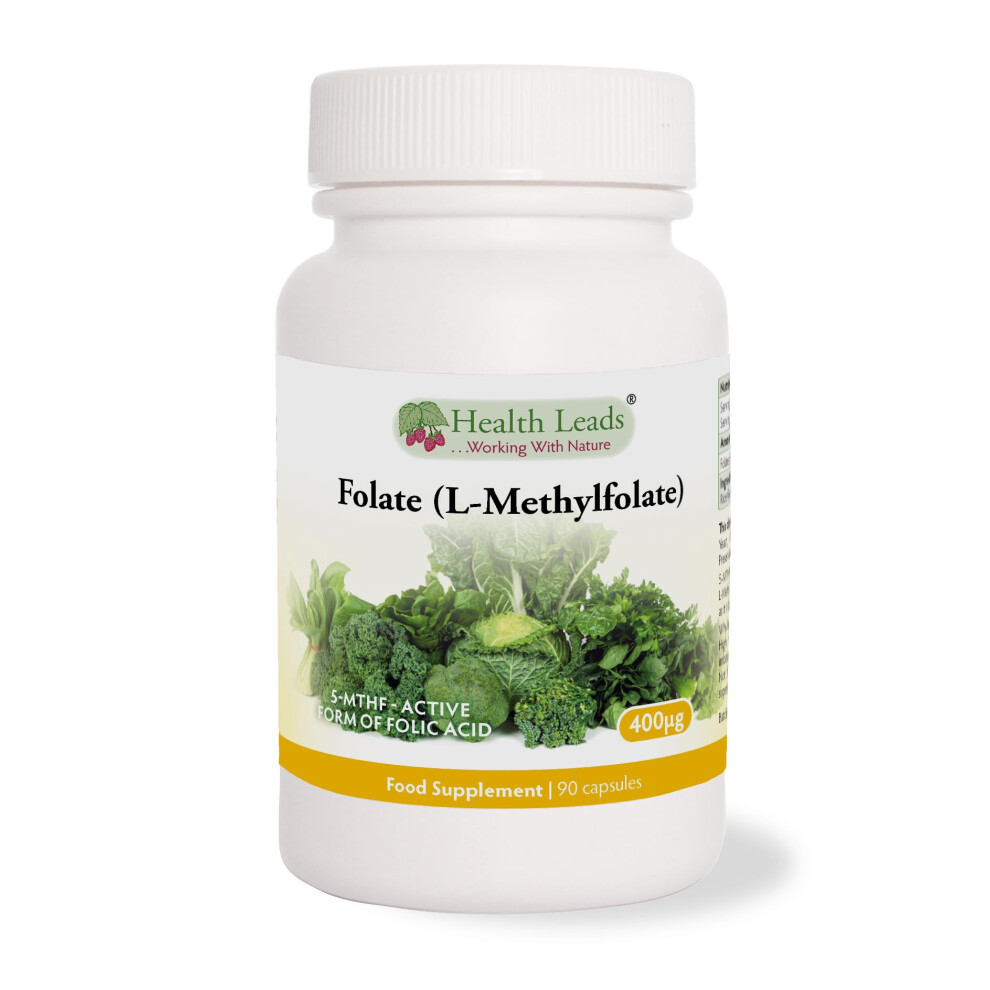Health Leads ...Working With Nature Folate (L-Methylfolate 5-Mthf) 400Mcg | 90 Vegan Capsules | Active Vitamin B9 |