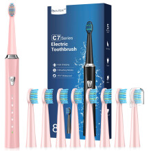 Sonic Electric Toothbrush for Adults and Kids - Rechargeable Sonic Toothbrush with 8 Brush Heads, 120 Days of Use with 3-Hour Fast Charge, 5 Modes wi