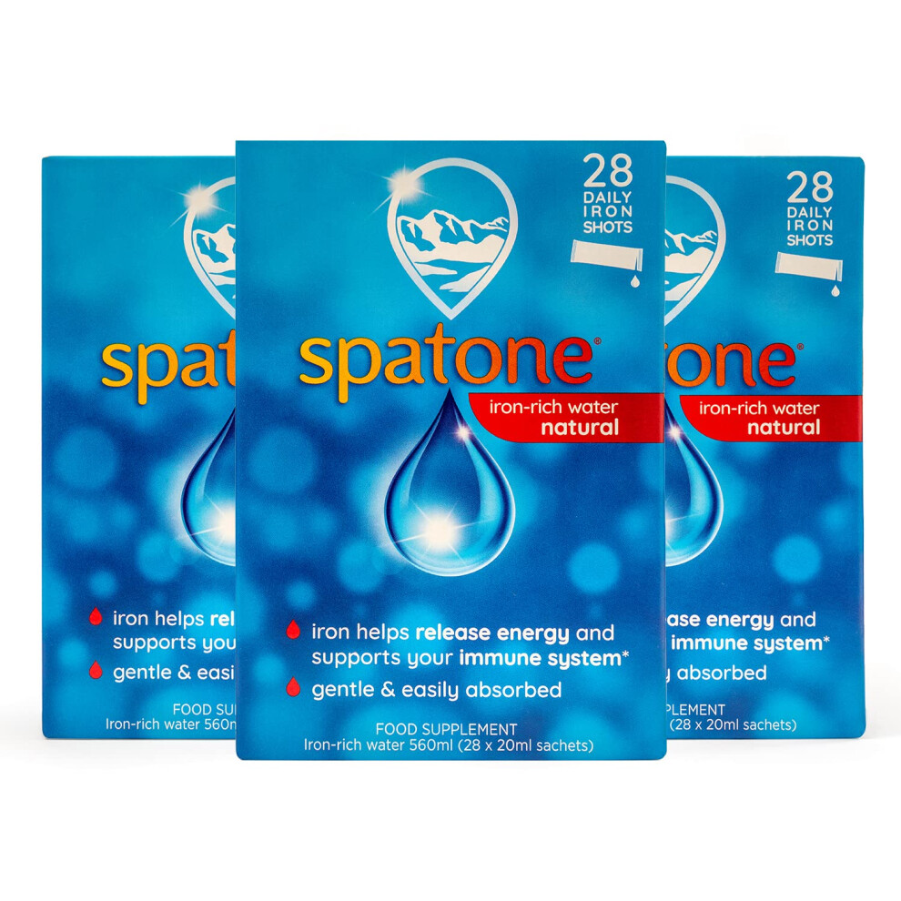 Spatone 100% Natural Iron Supplement (84 Sachets), Daily Convenient Liquid Iron Sachets, Nothing Artificial, Better Absorption Than Tablets, Less Sid